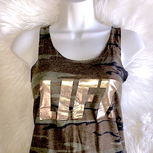 LIFT Gold Camo Racerback Graphic Tank Top - Picture 1 of 12